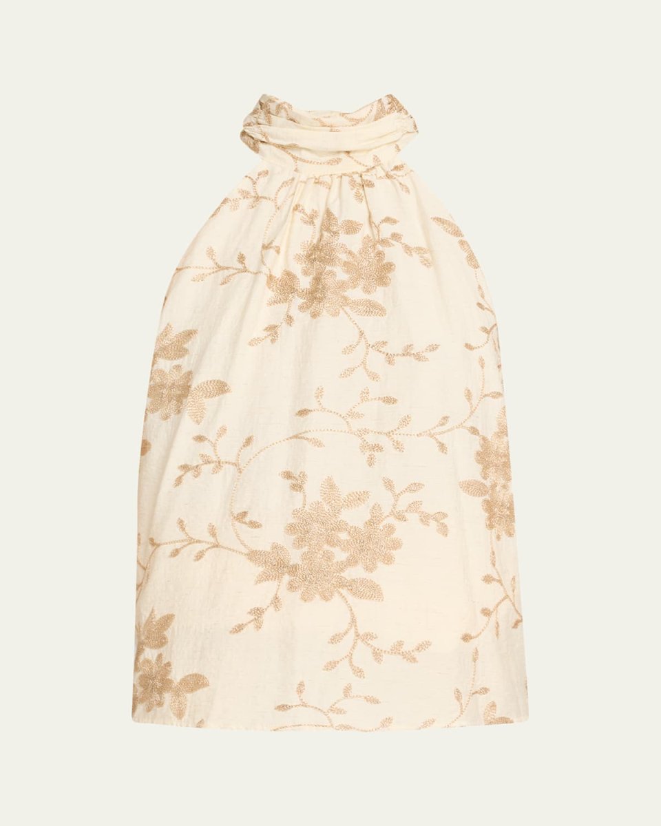 Cara Lurex Embroidered Halter Top